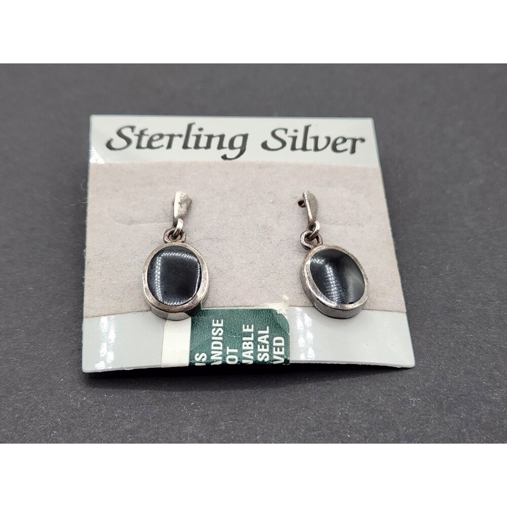 Sterling Silver 925 Black Oynx Earrings New